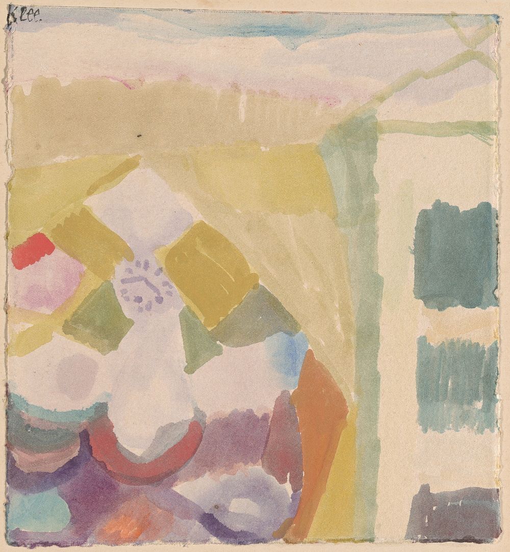 Paul Klee'sInterieur mit der Uhr (Interior with the Clock) (1913) by Paul Klee's