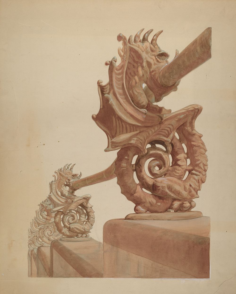 Iron Fence - Sea Horse Design (ca.1936) by Carl Hobby.  