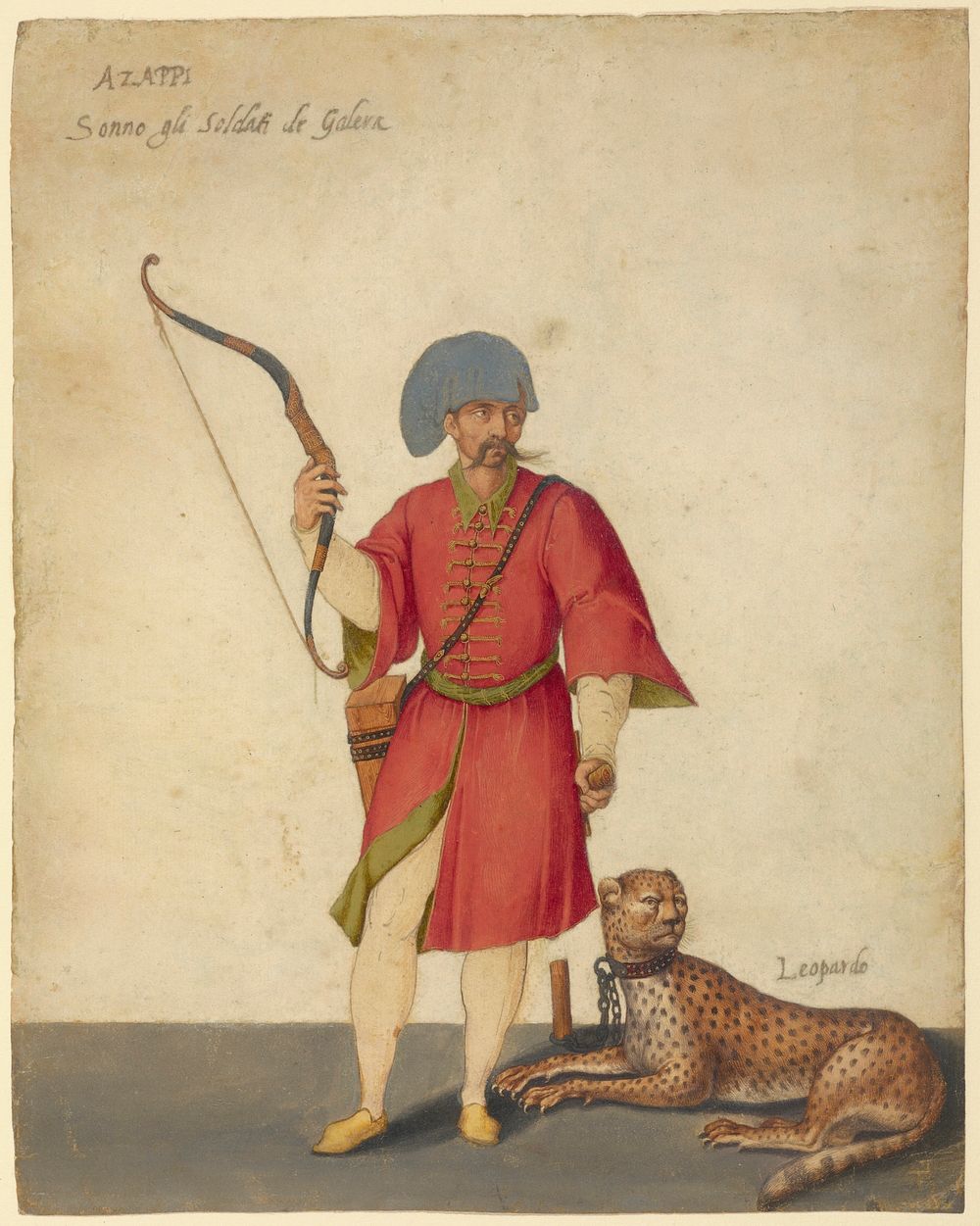 An Azappo Archer with a Cheetah; Jacopo Ligozzi (Italian, 1547 - 1626)
