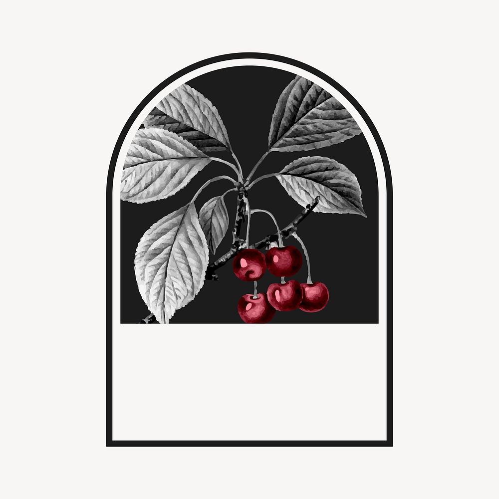 Arch branding logo, vintage cherry clipart vector