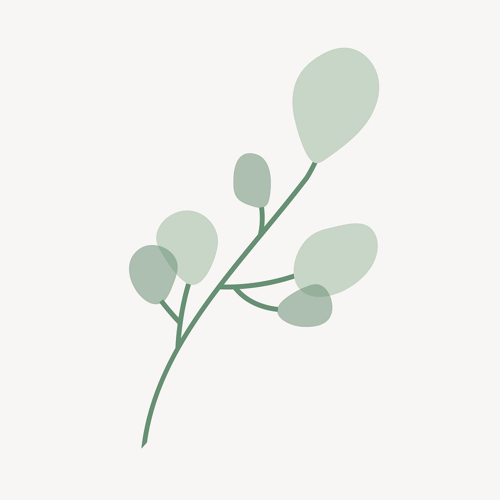Aesthetic leaf branch collage element vector