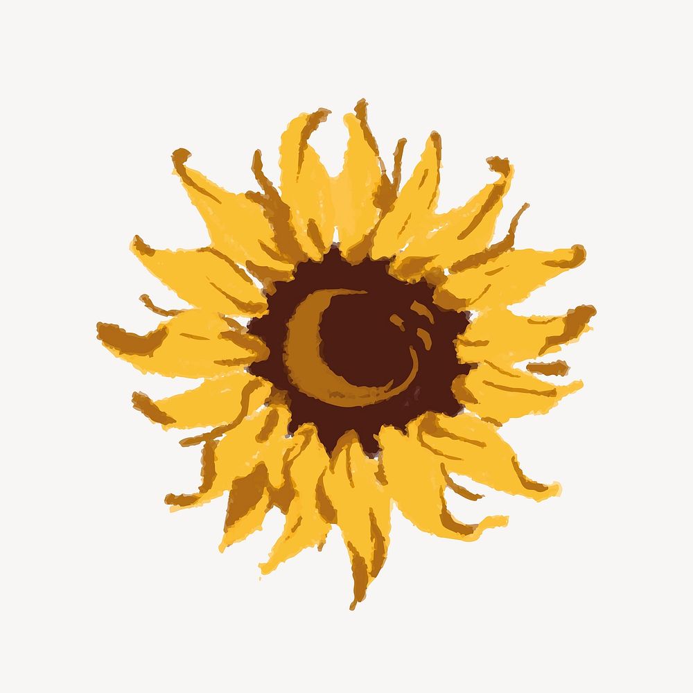 Aesthetic sunflower flower collage element vector