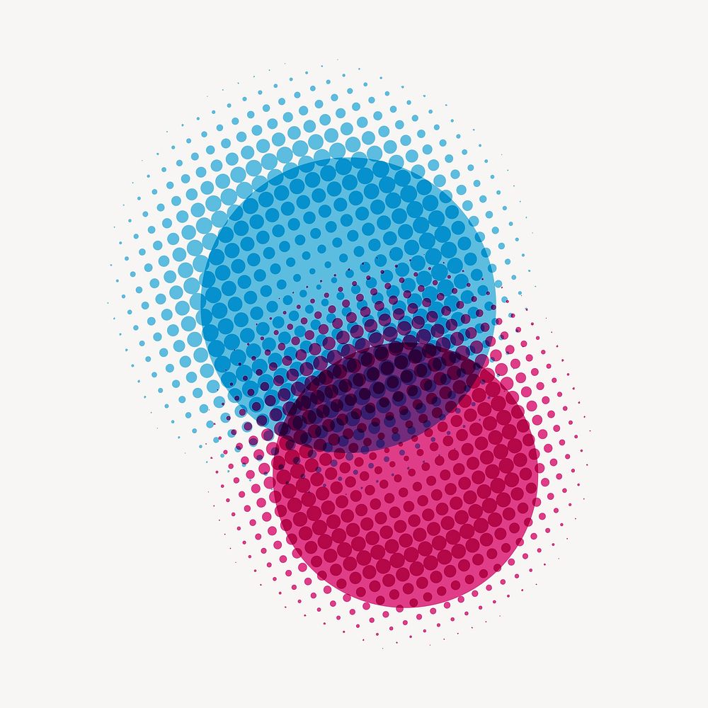 Pink overlapping circles collage element vector