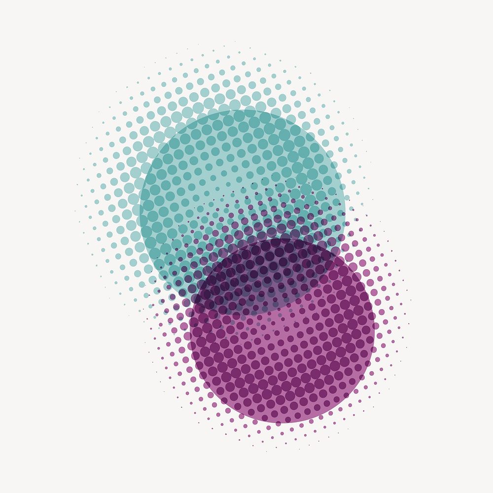 Purple overlapping circles collage element vector