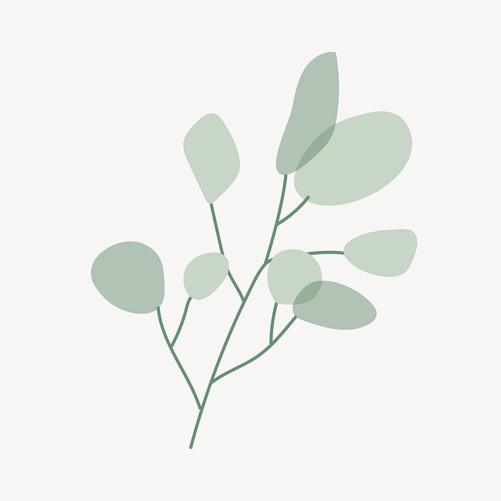 Aesthetic leaf branch collage element vector