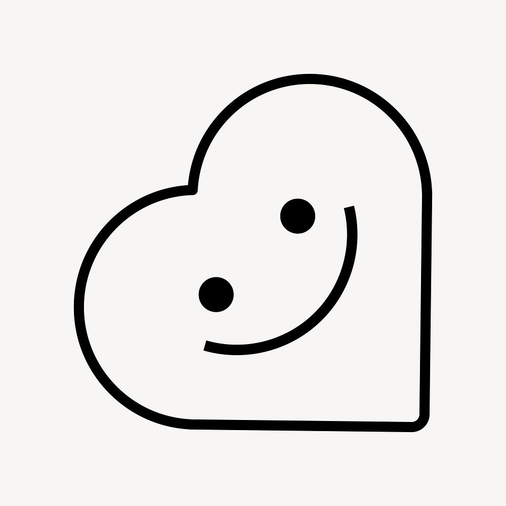 Cheerful heart emoticon, Valentine's clipart vector