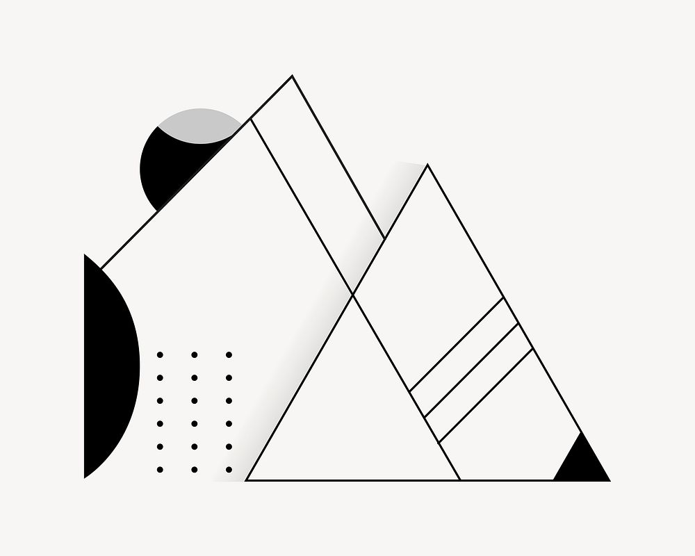 Black triangle, geometric shape clipart vector