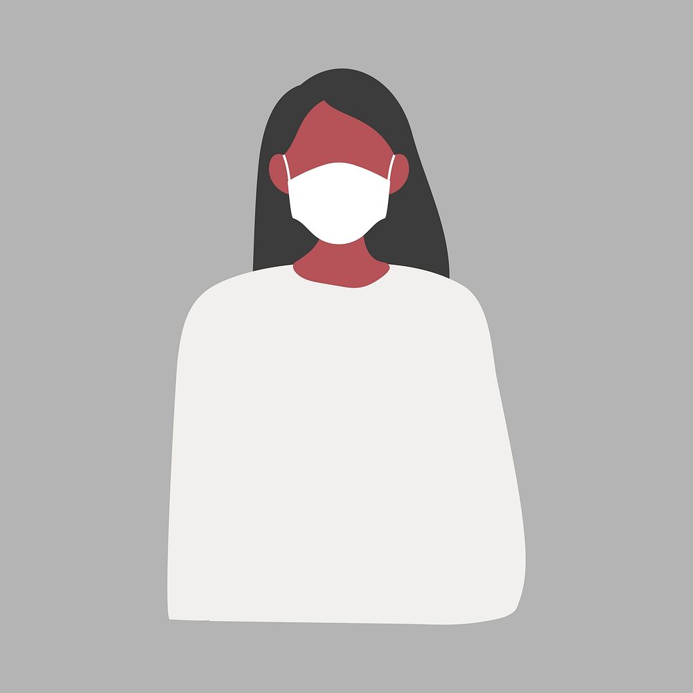 Woman wearing mask, Covid-19 illustration collage element vector