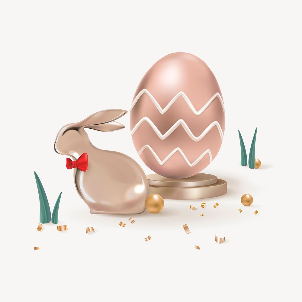 3D Easter egg & bunny vector
