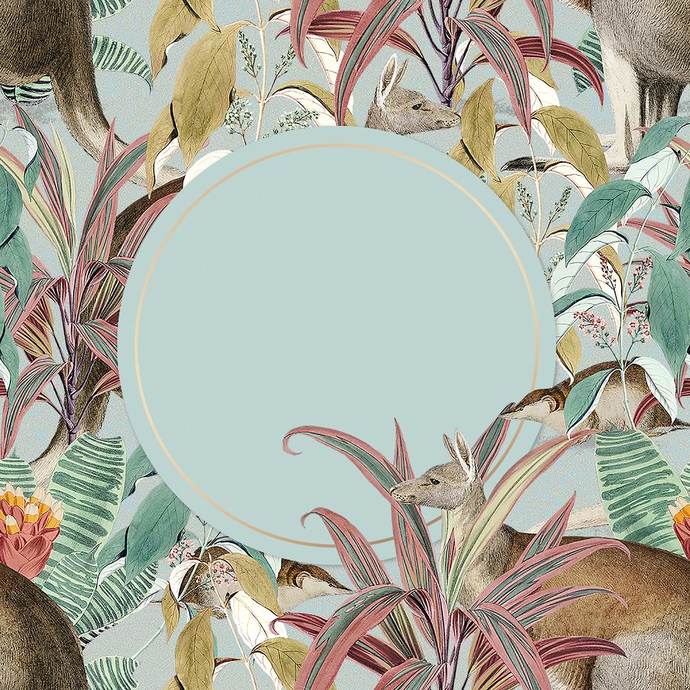 Exotic flower frame background, vintage animal illustration