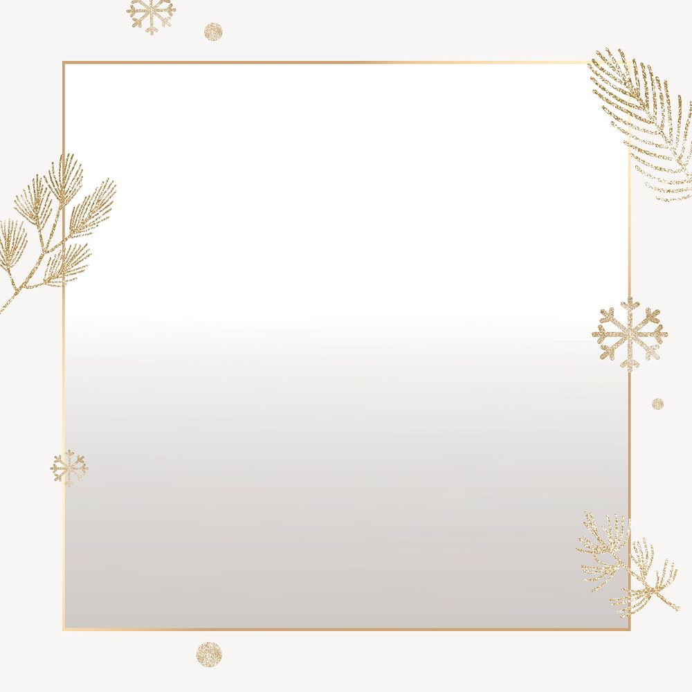 Aesthetic Christmas gold frame, festive clipart vector