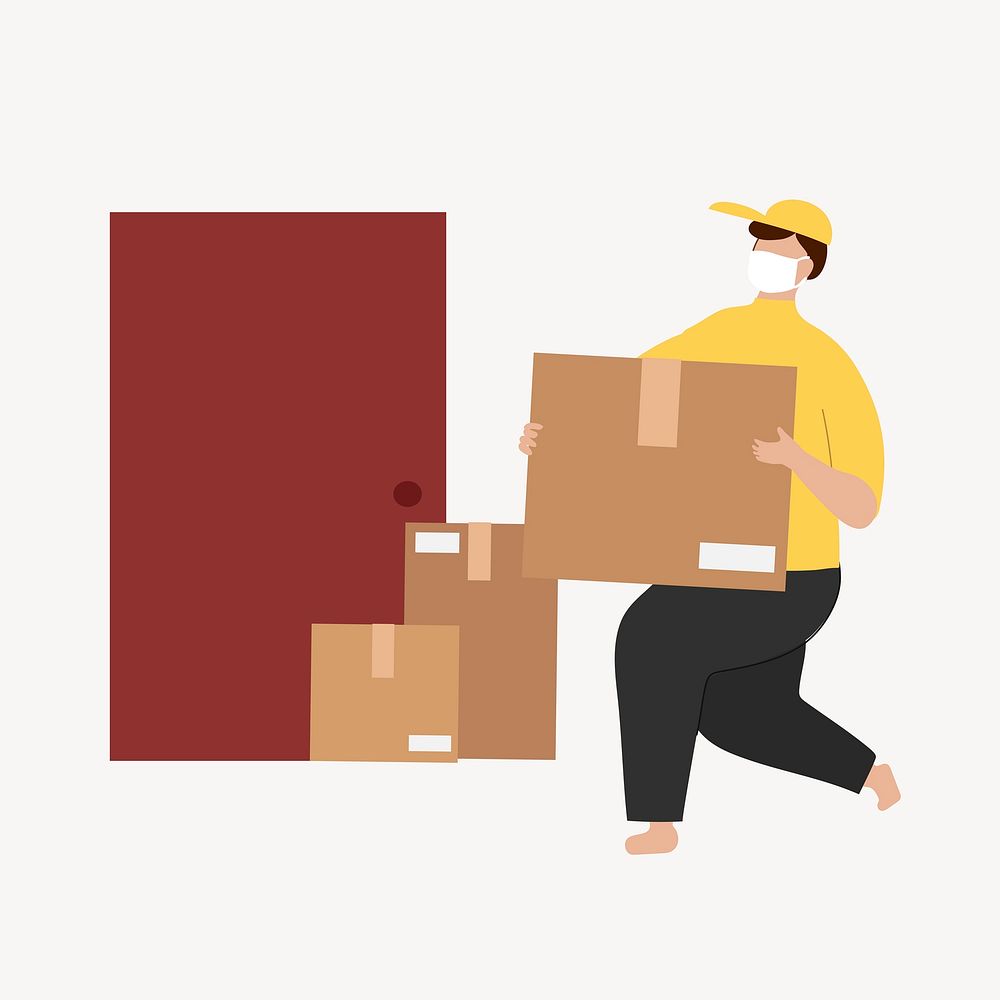 Delivery man collage element, cute design vector