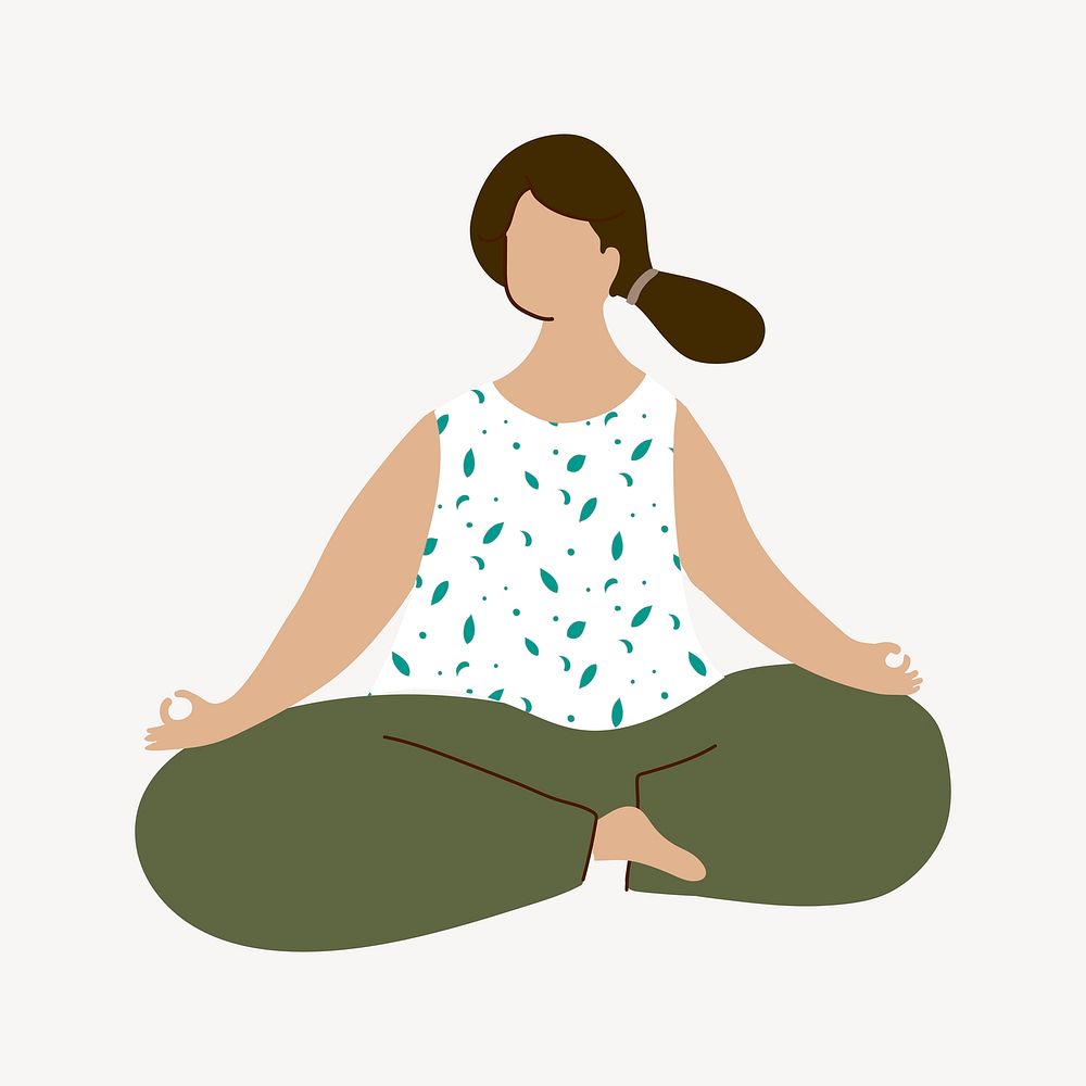 Woman meditating collage element, cute design vector