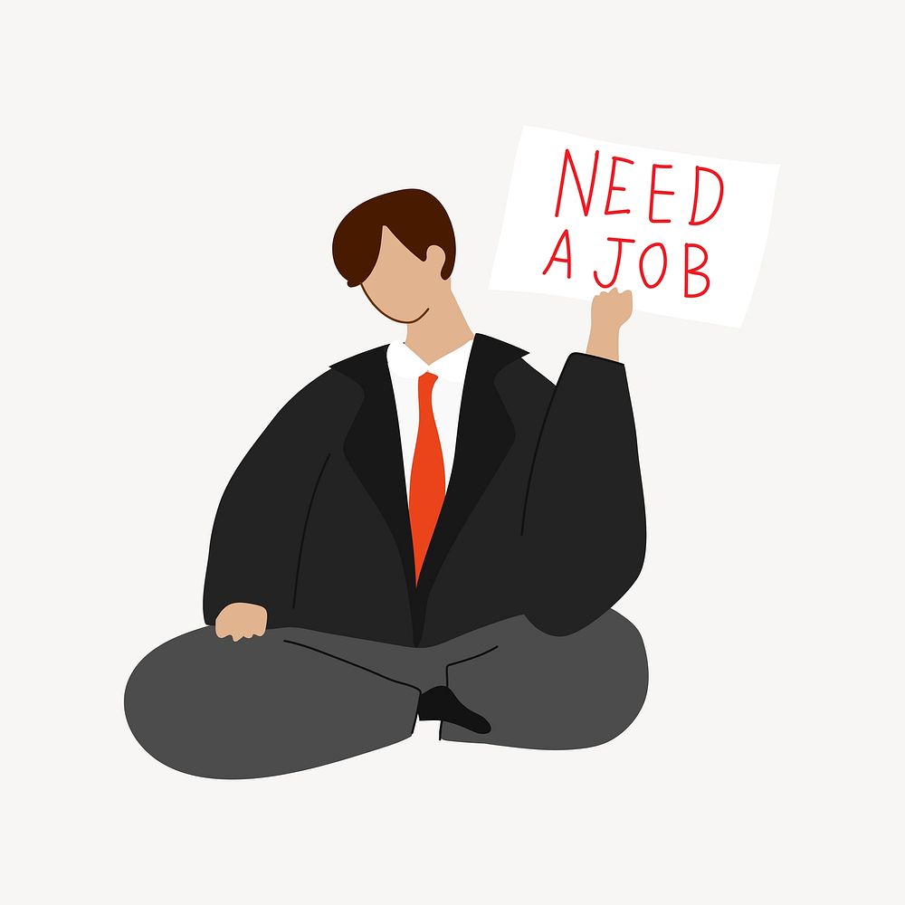 Need a job element, man holding sign vector