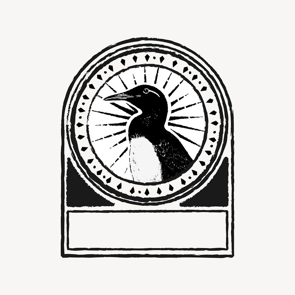 Vintage penguin badge illustration collage element  vector