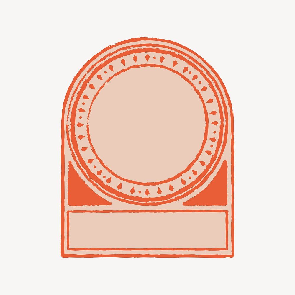 Vintage orange badge collage element vector