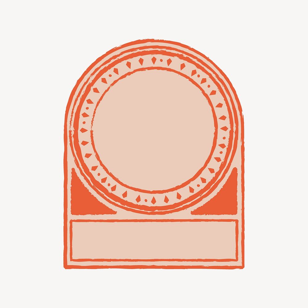 Orange badge, vintage collage element psd