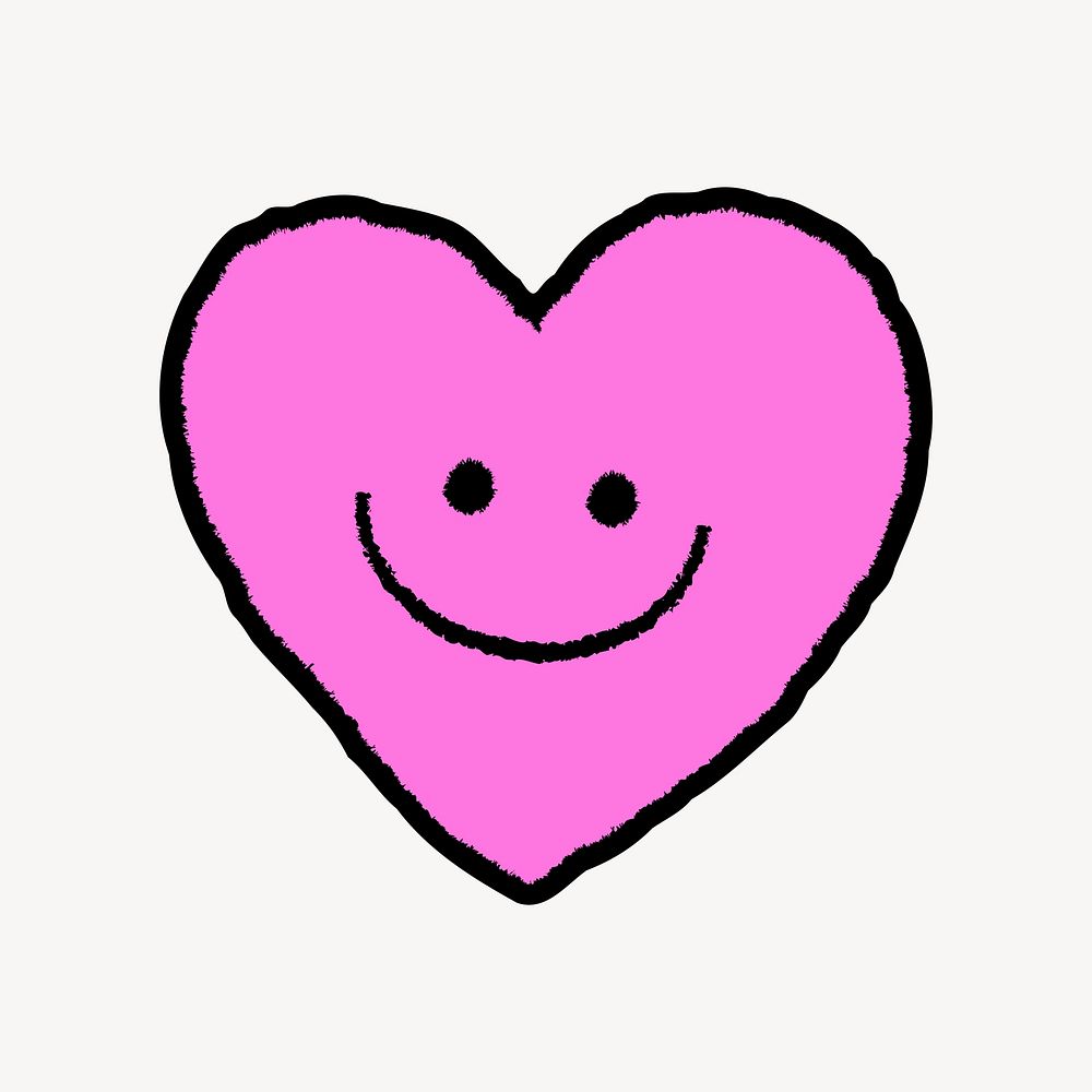 Happy heart doodle, collage element vector