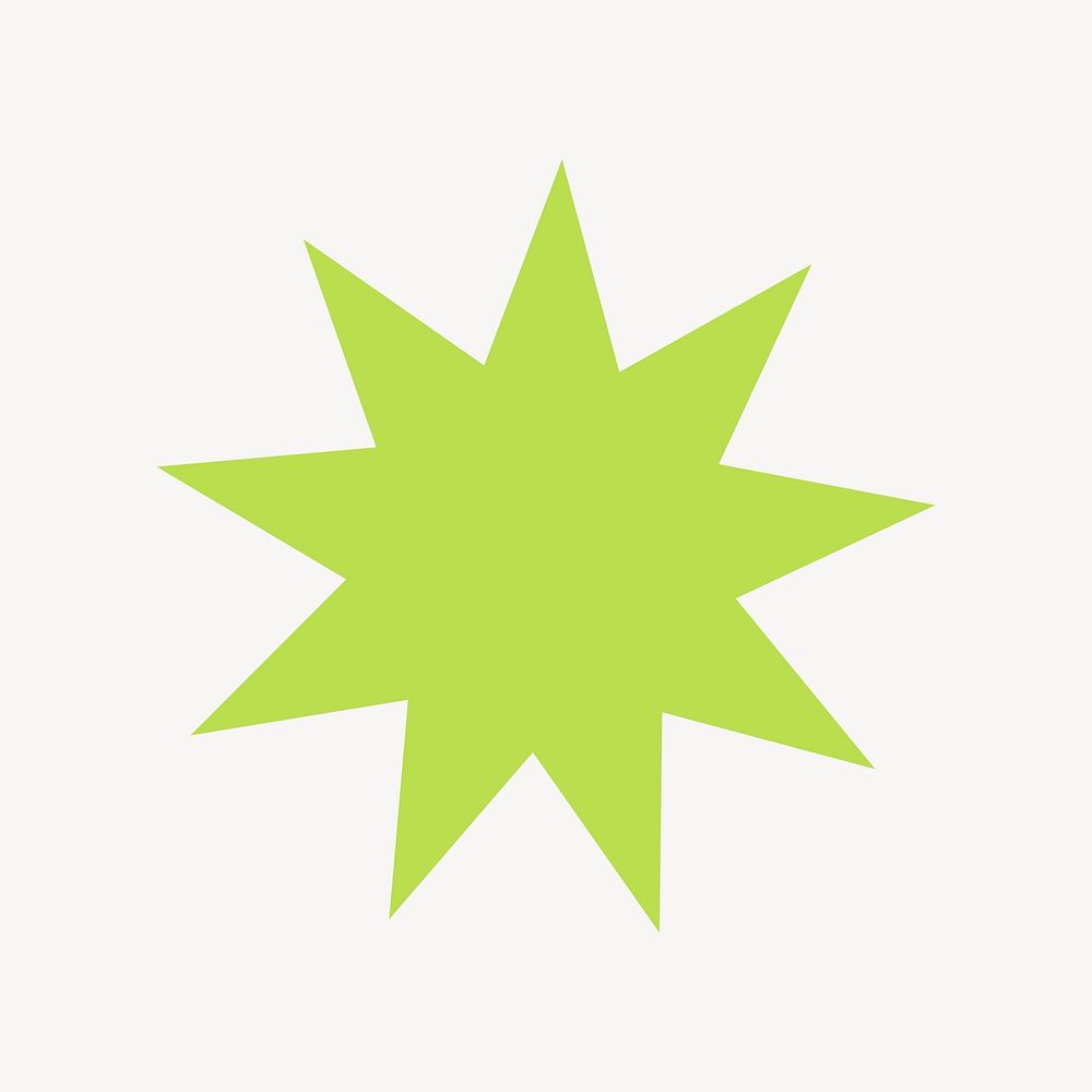 Green starburst shape, collage element vector