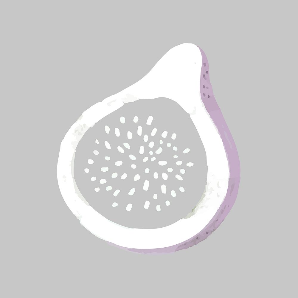 Cute fig doodle, fruit clipart vector