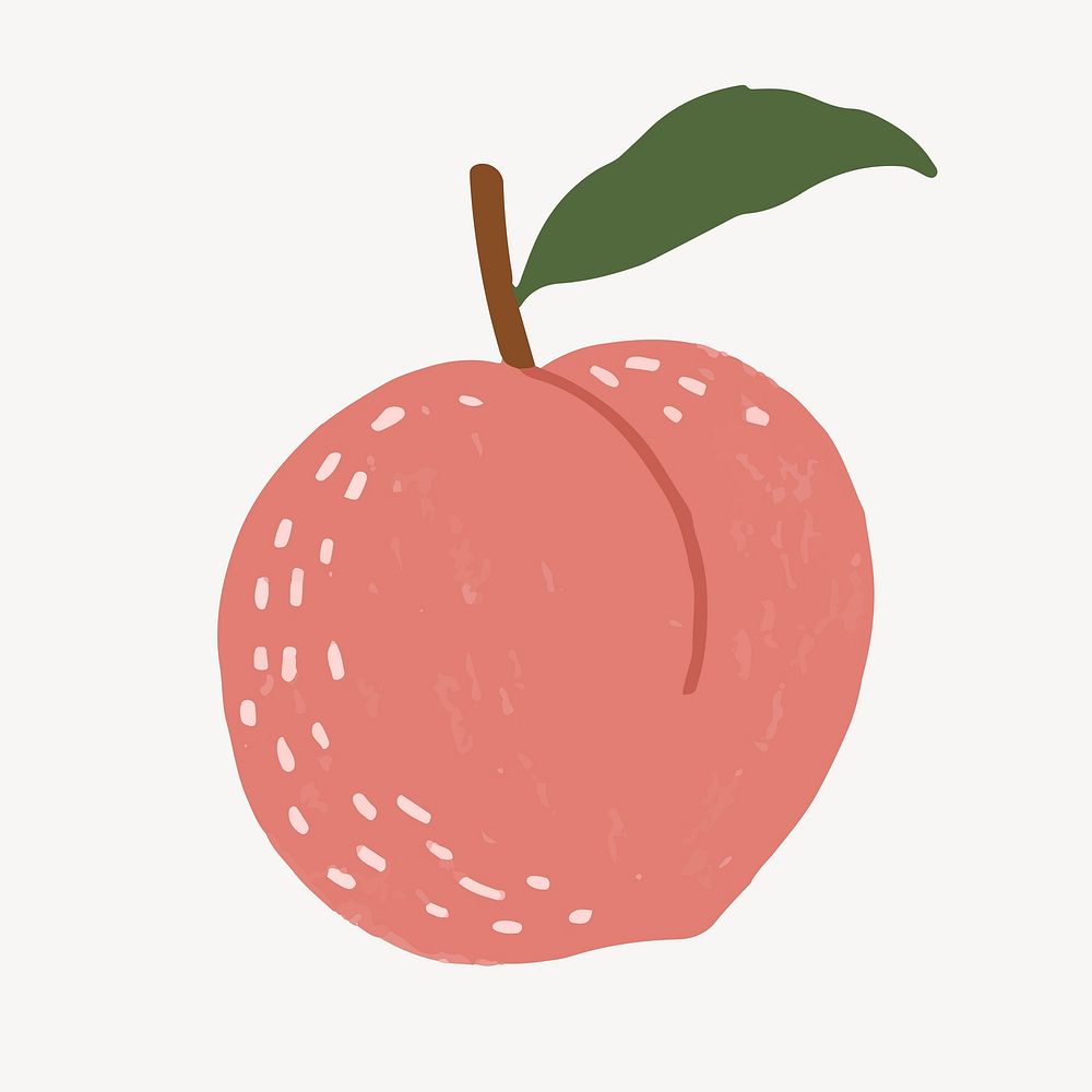 Peach doodle, fruit clipart vector