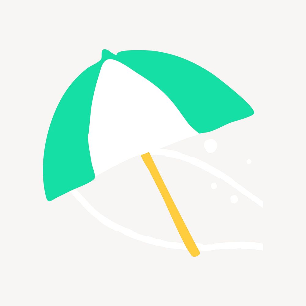 Green white beach umbrella, Summer clipart vector