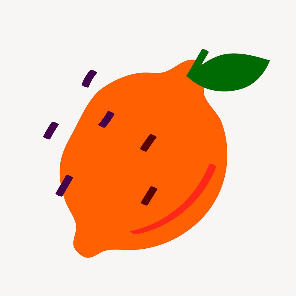 Valencia orange doodle, fruit clipart vector