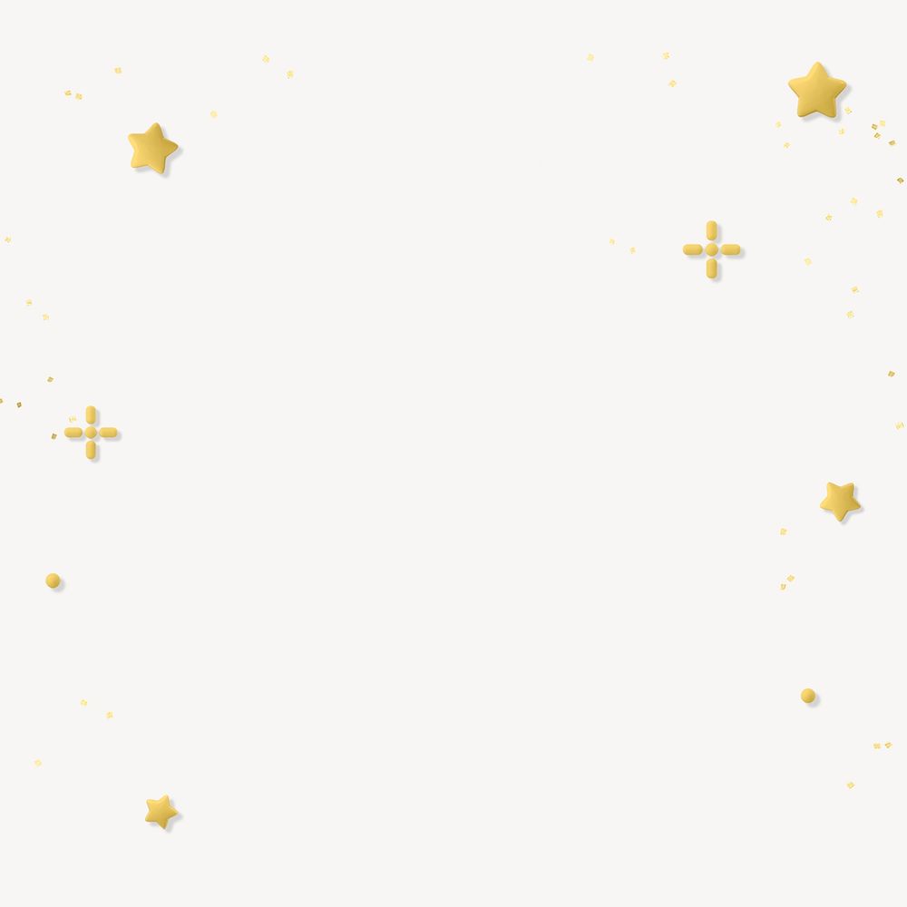 3D gold stars background, festive border frame design psd