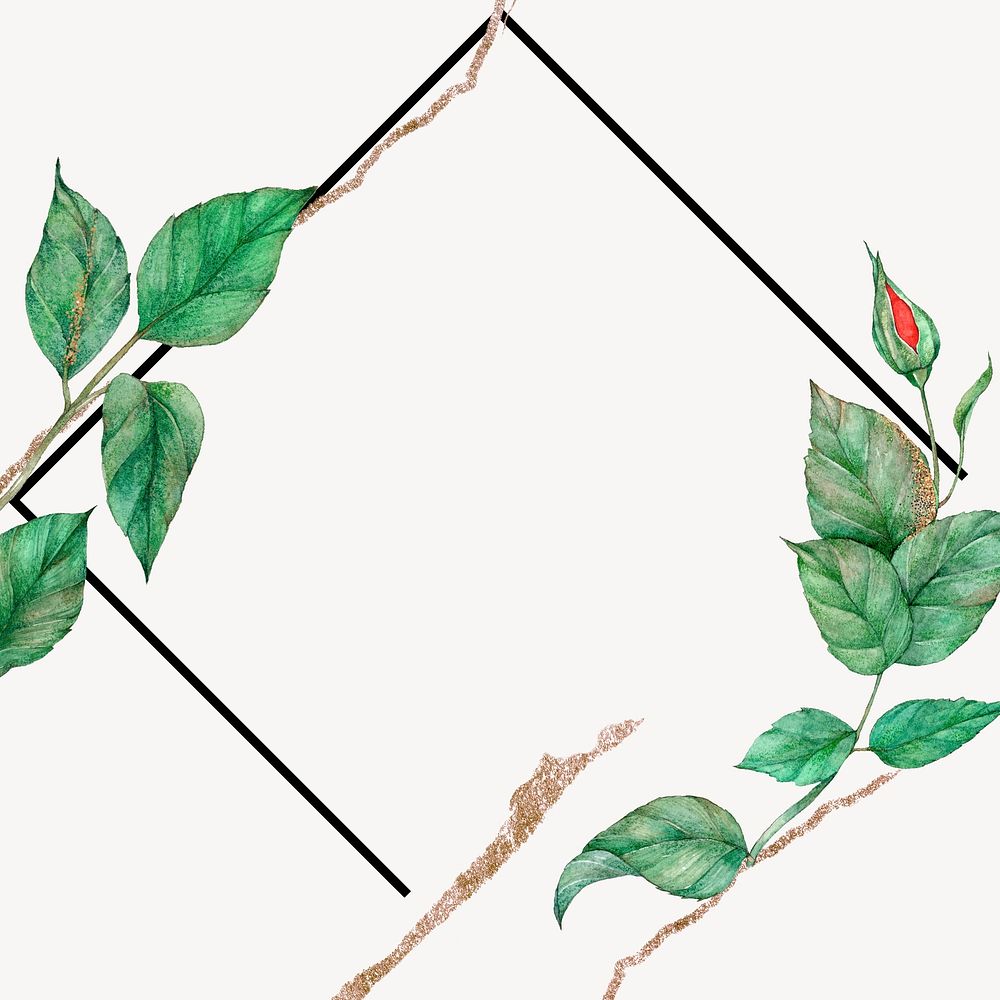 Leaf frame background, botanical design psd