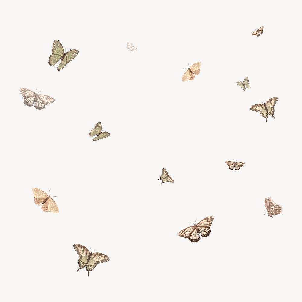 Flying butterflies pattern, collage element | Free Vector Illustration ...