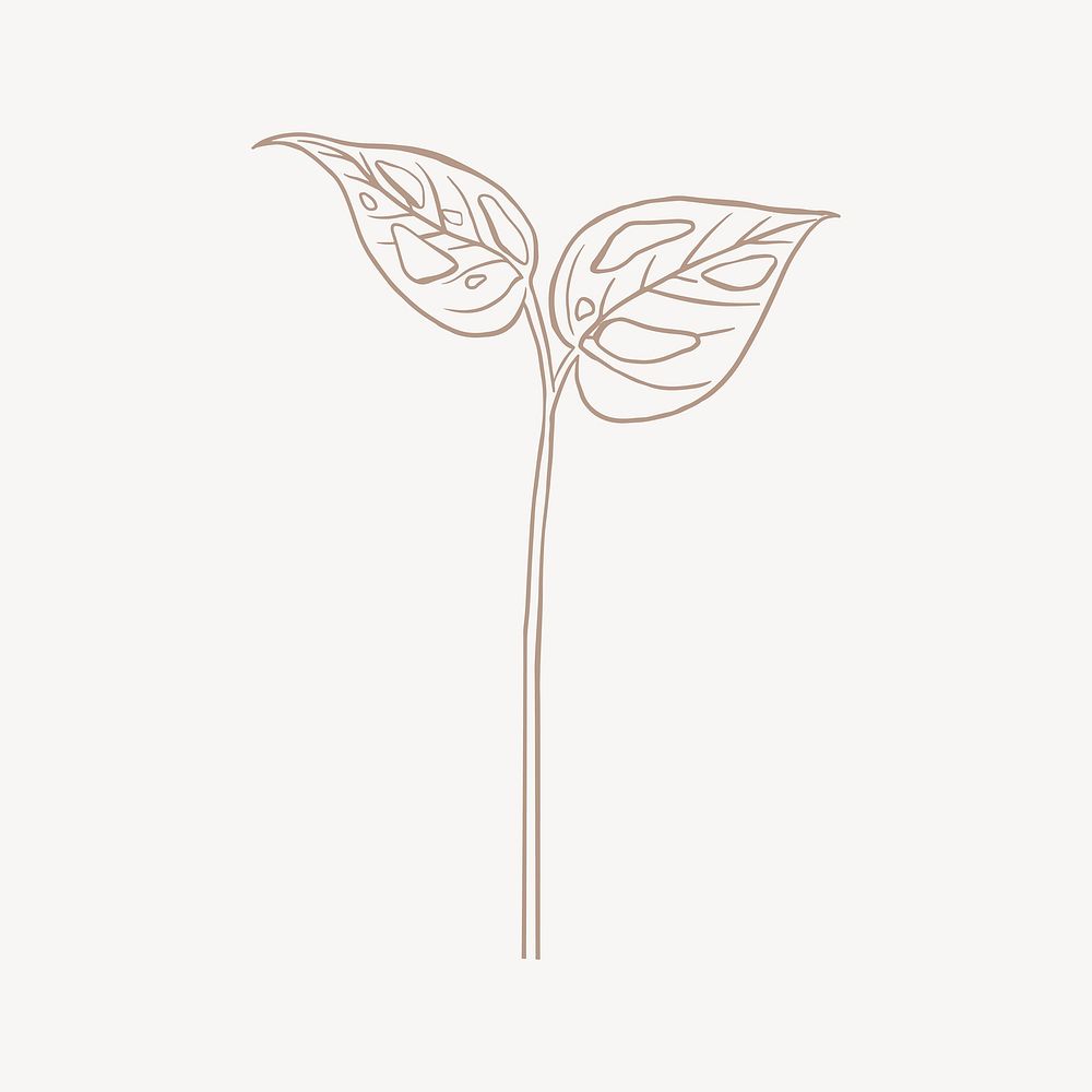 Leaf doodle collage element vector
