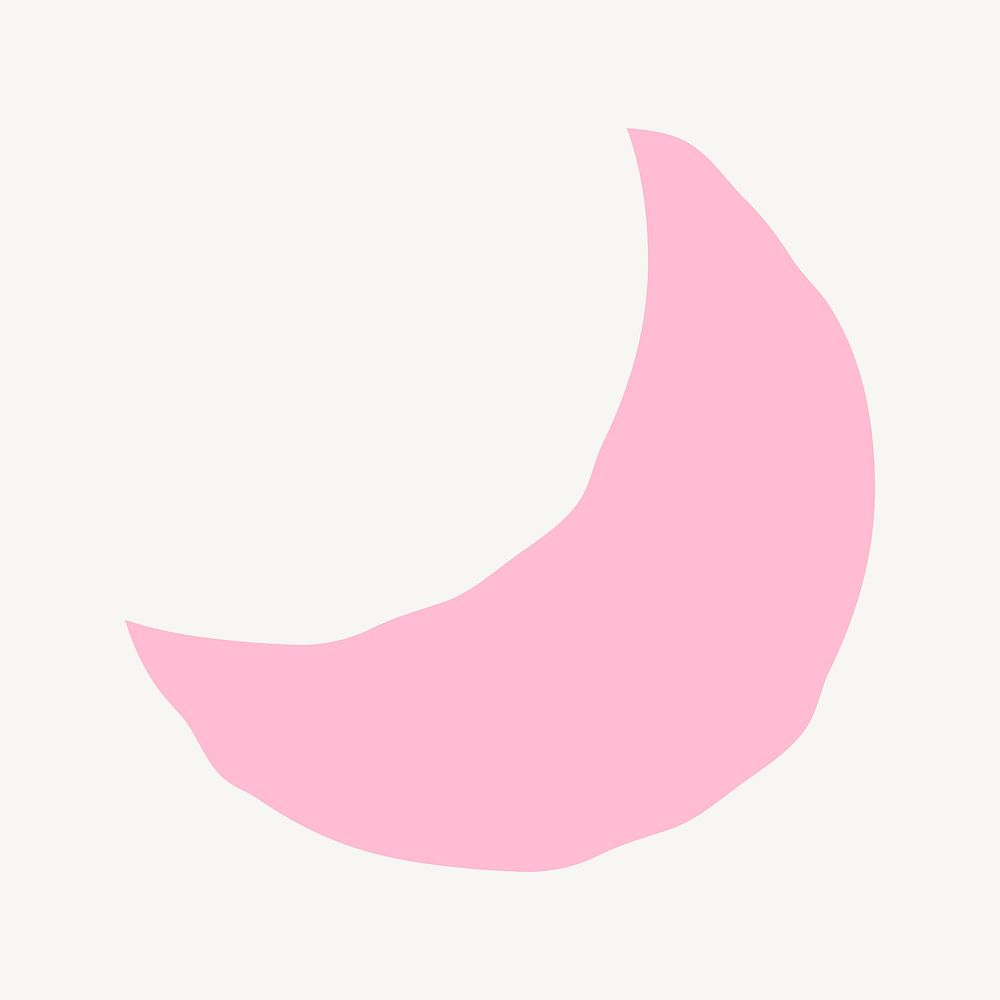 Pink crescent moon collage element vector