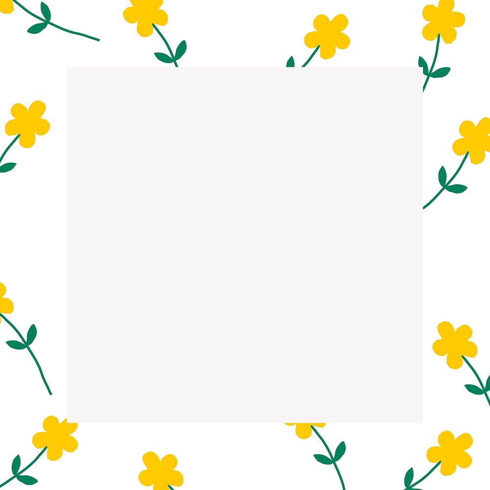 Yellow flowers frame pattern background vector