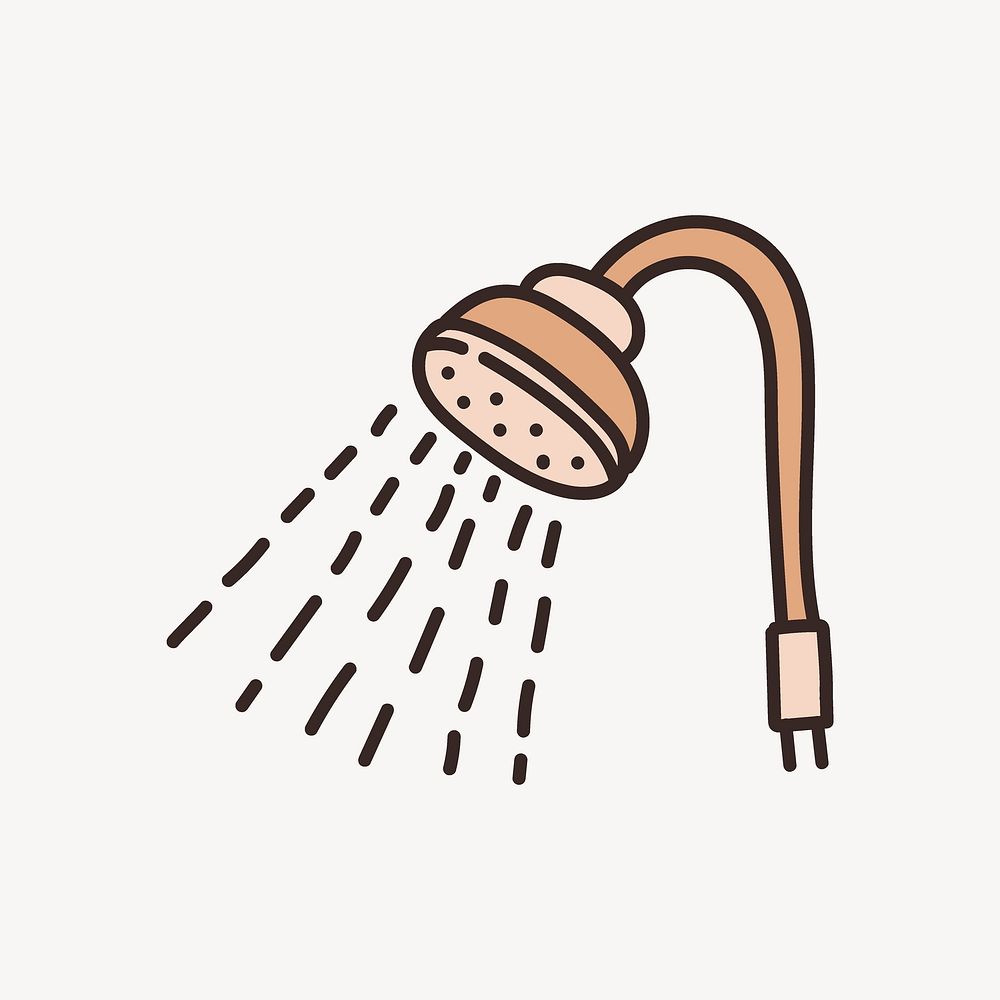 Cute shower doodle collage element vector