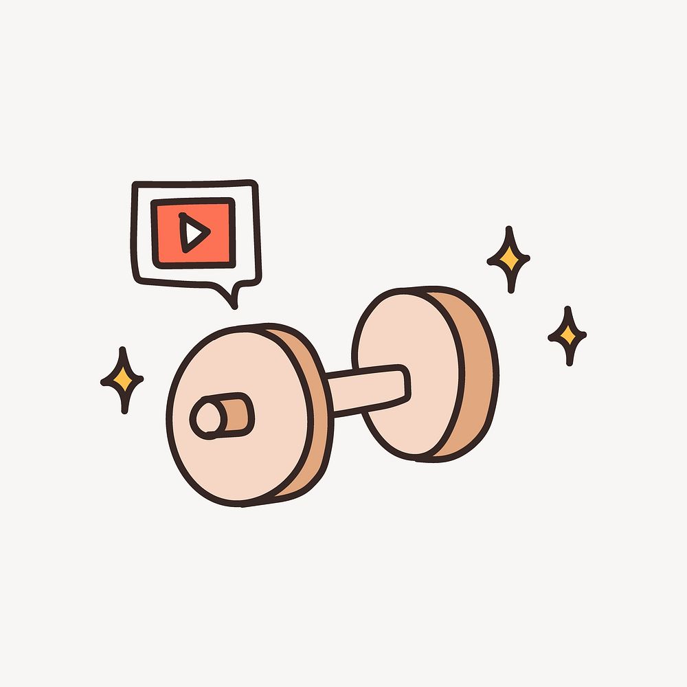 Dumbbell doodle collage element vector