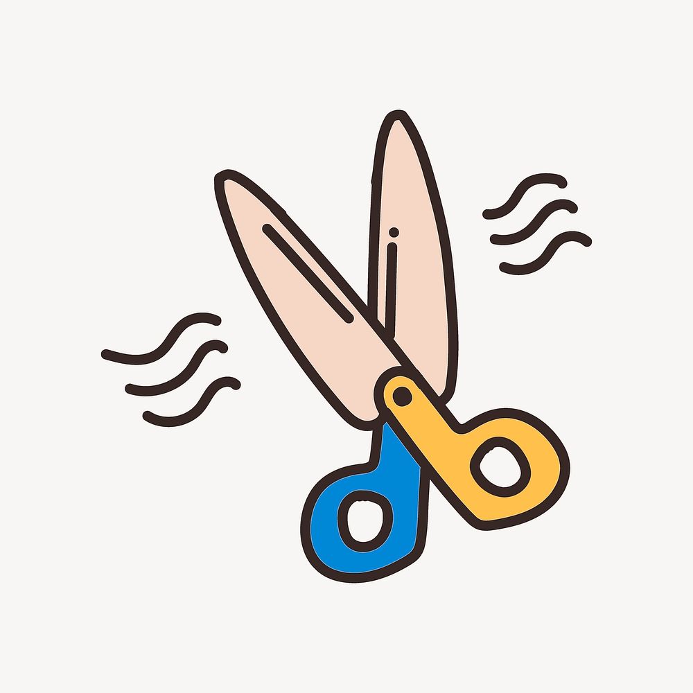 Scissors doodle collage element vector