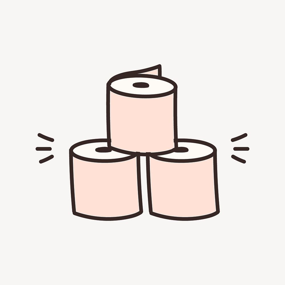 Toilet paper doodle collage element vector