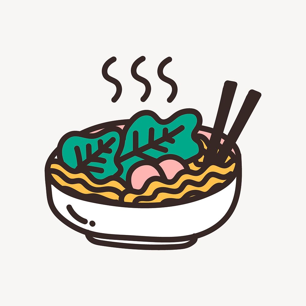Noodle  doodle collage element vector