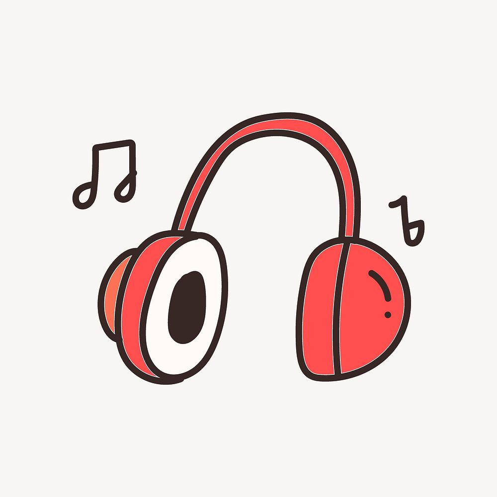 Headphones  doodle collage element vector