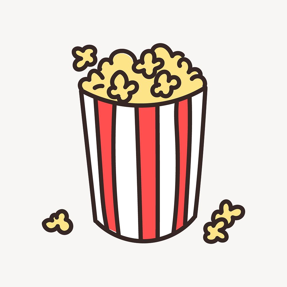 Popcorn  doodle collage element vector