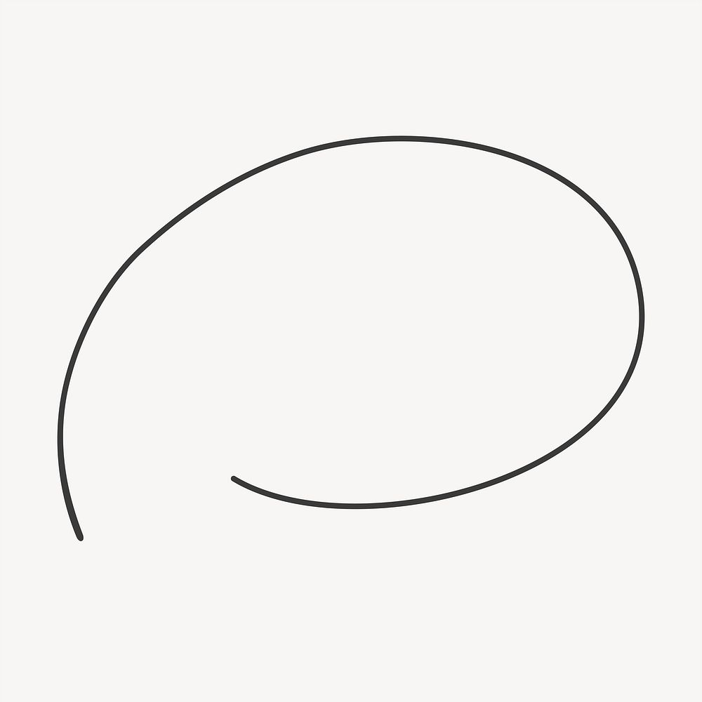 Circle line, black & white collage element vector