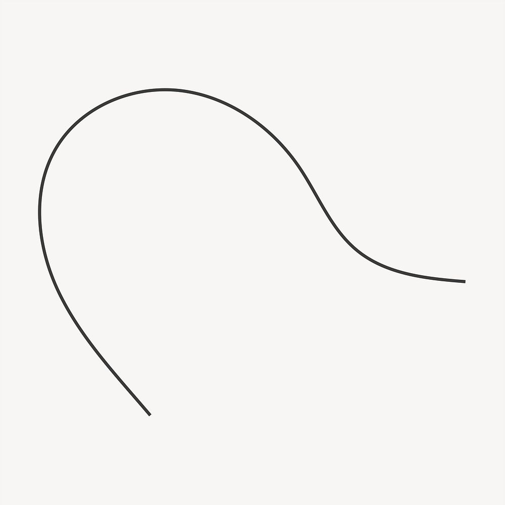 Minimal curved line, black & white graphic