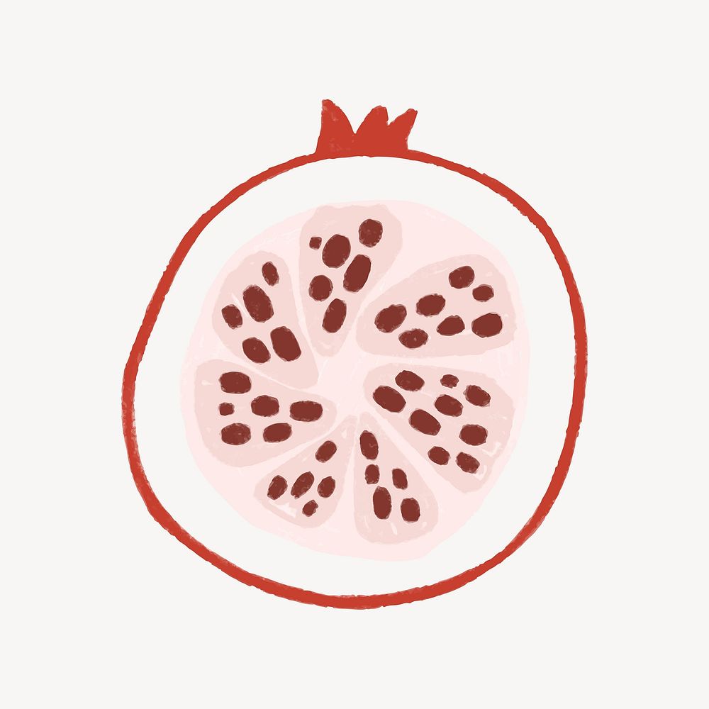 Pomegranate fruit, cute food doodle collage element vector