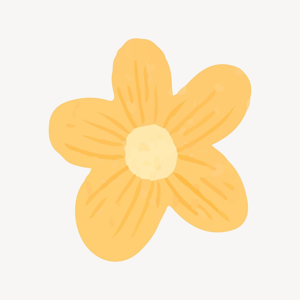 Yellow flower doodle, cute pastel design vector