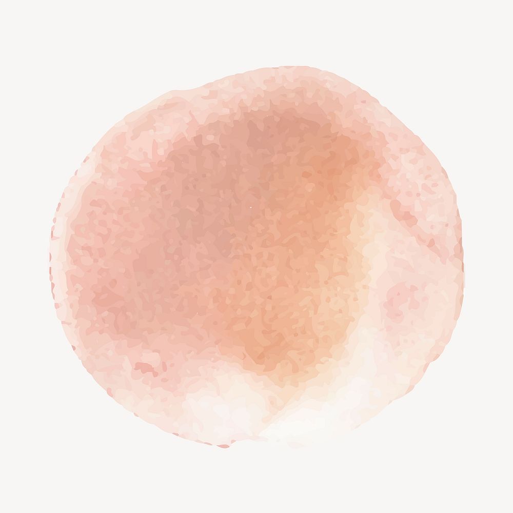 Orange round badge, watercolor texture vector