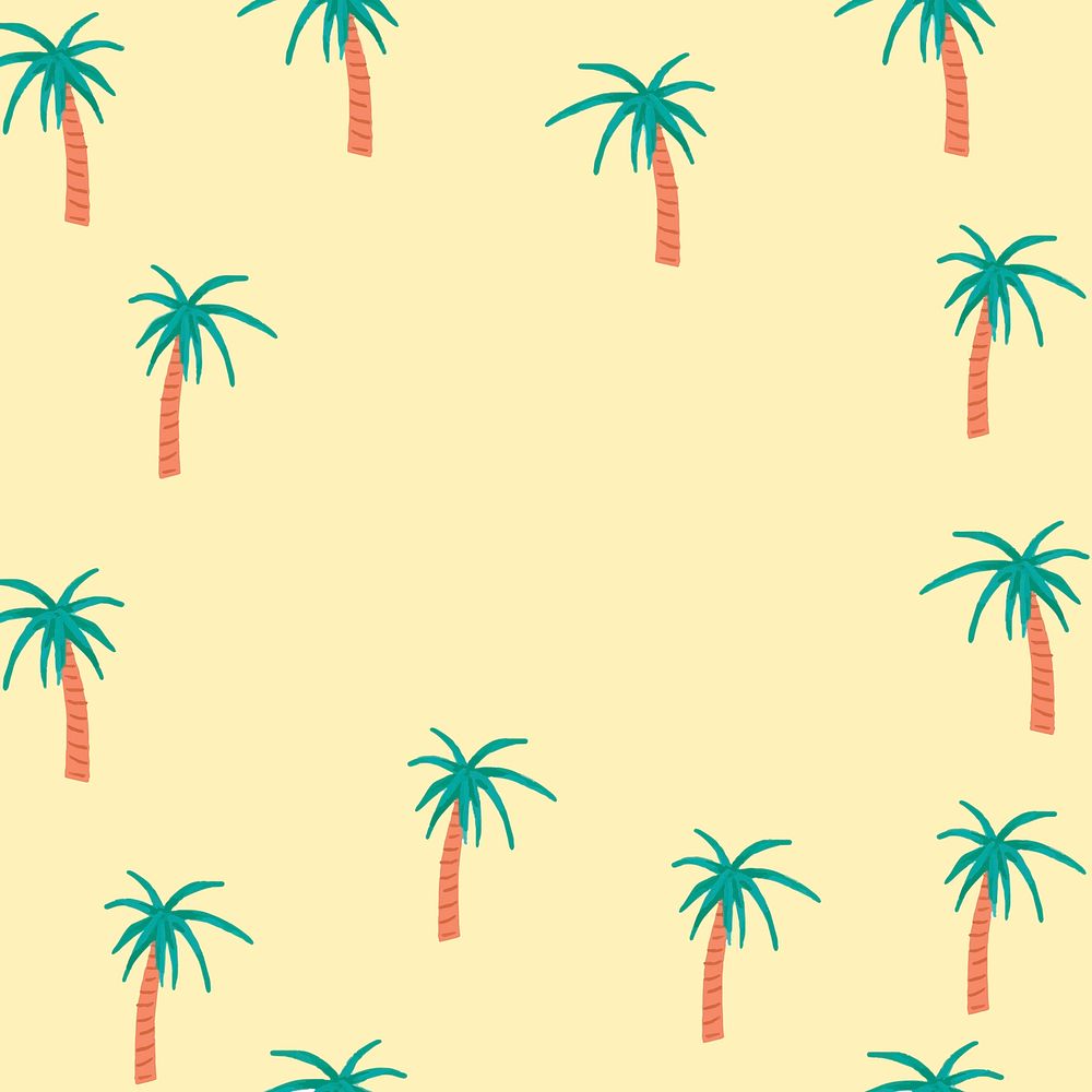 Palm tree frame, summer doodle illustration  vector