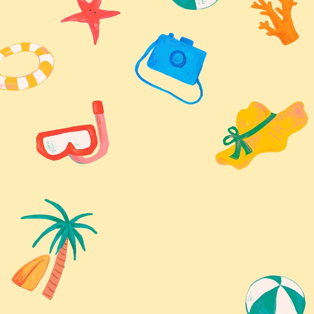 Summer holiday frame, cute doodle illustration  vector