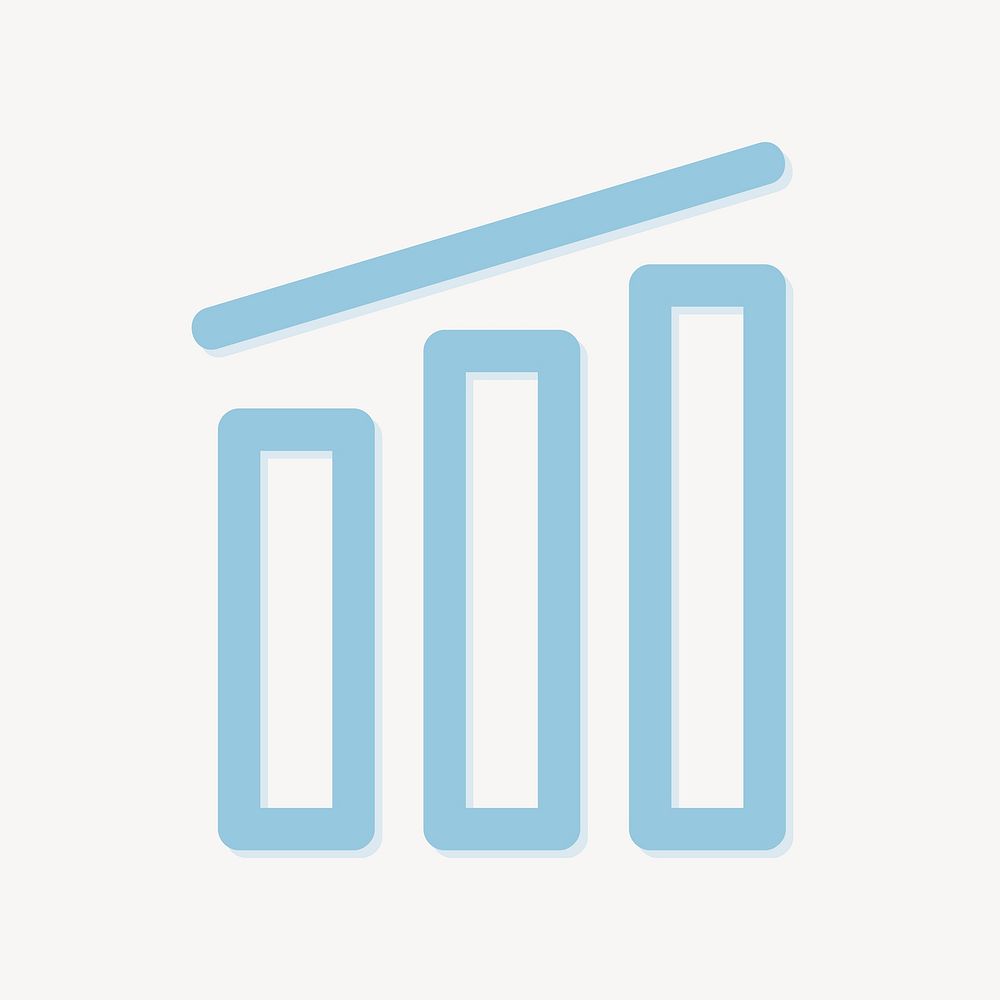Bar chart icon, blue outlined graphic vector