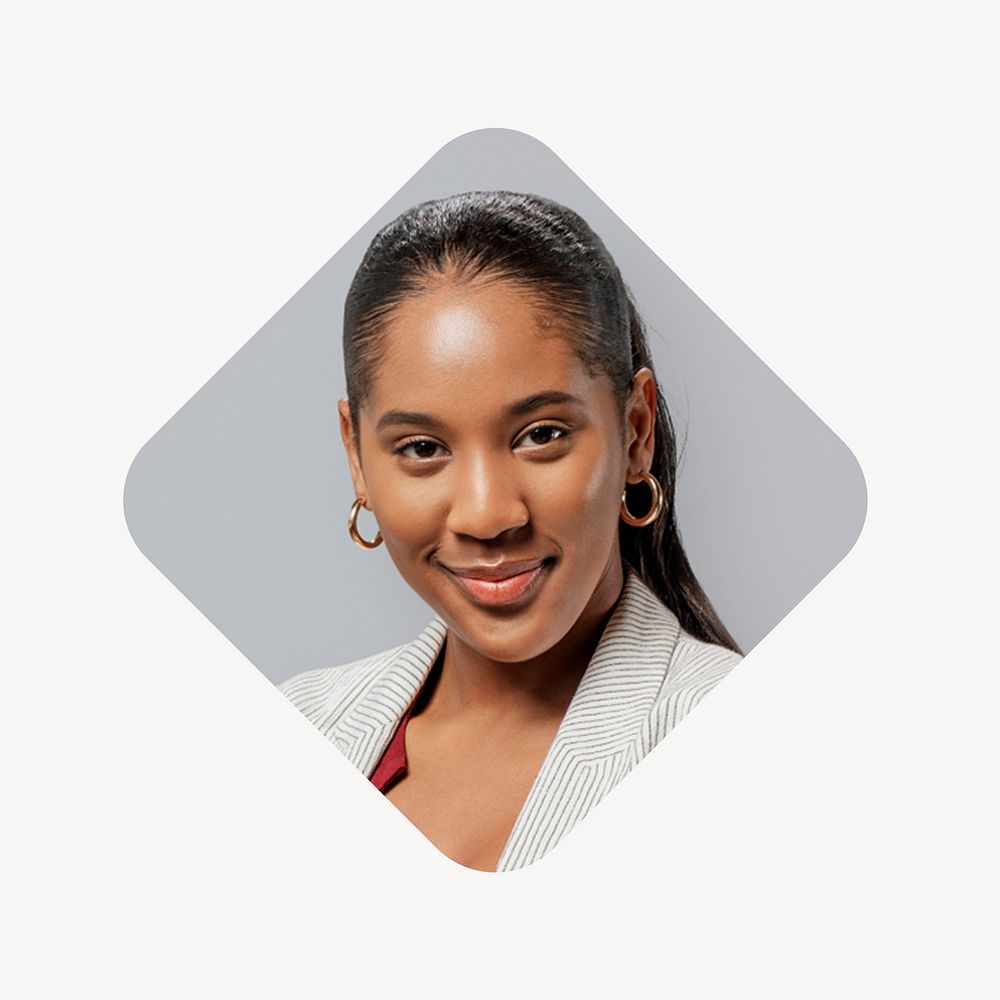 African-American businesswoman, square badge psd