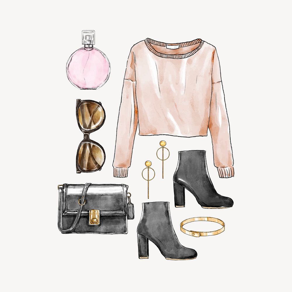 Fashion outfit moodboard vector